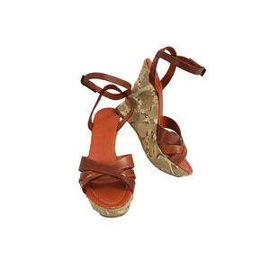 (J5) Franco Barbieri Italy Women's Shoes Size 8 Wedge Sandal Platform Boho Brown